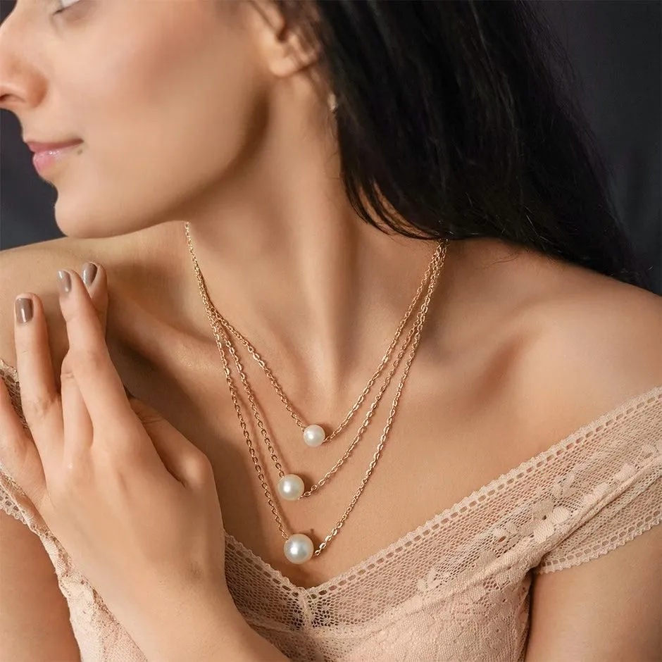 Gold colour Plated Pearl Layer Necklace