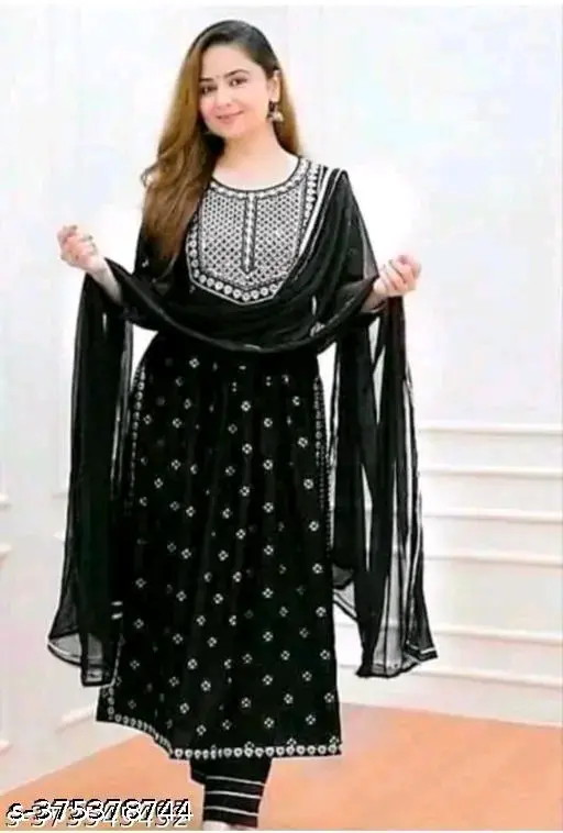niyra kurta suit for women (cloth) (black, S)